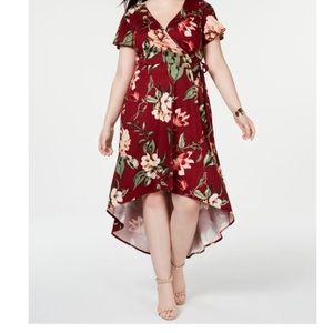 BCX Burgundy Floral  Hi-Lo Dress
